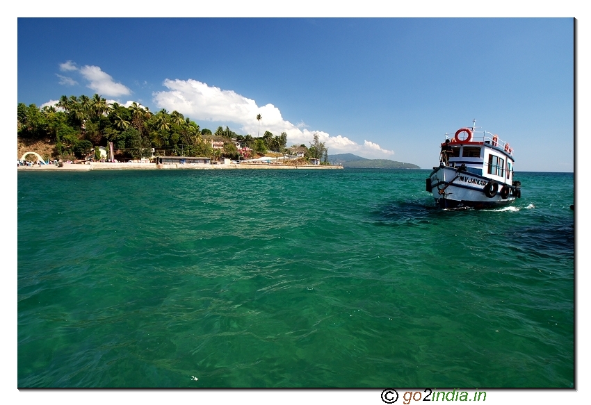 On the way to Ross island and North bay coral beach in Andaman