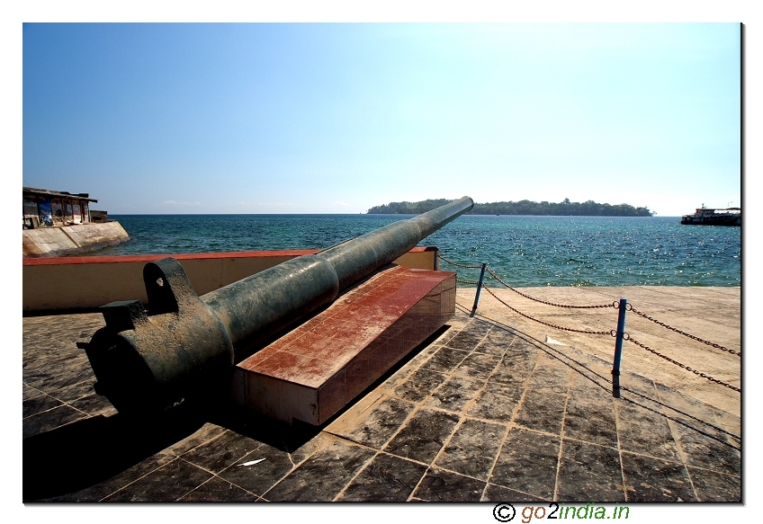 Ross island view from shipping point near cellular jail of Andaman