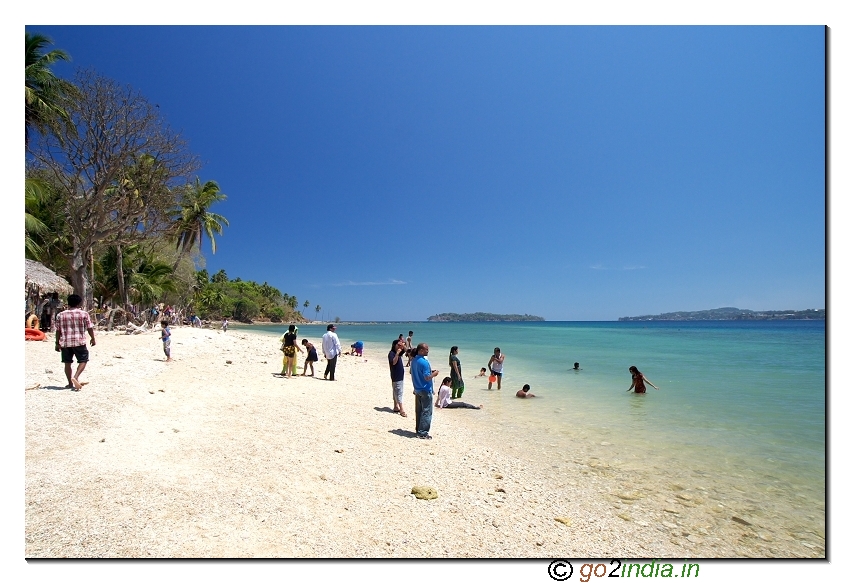 People at North bay coral beach of Andaman