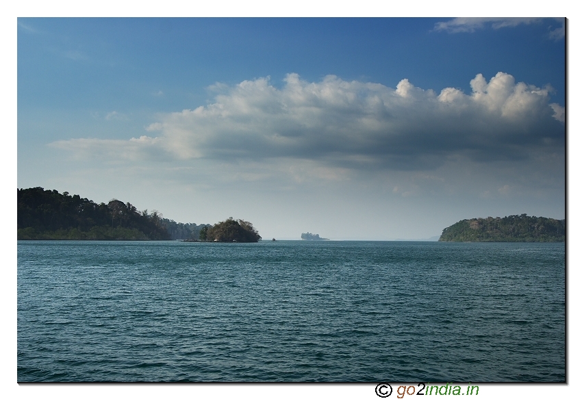 Sea and landscape on the way to Jolly buoy island from Wandoor beach of Andaman