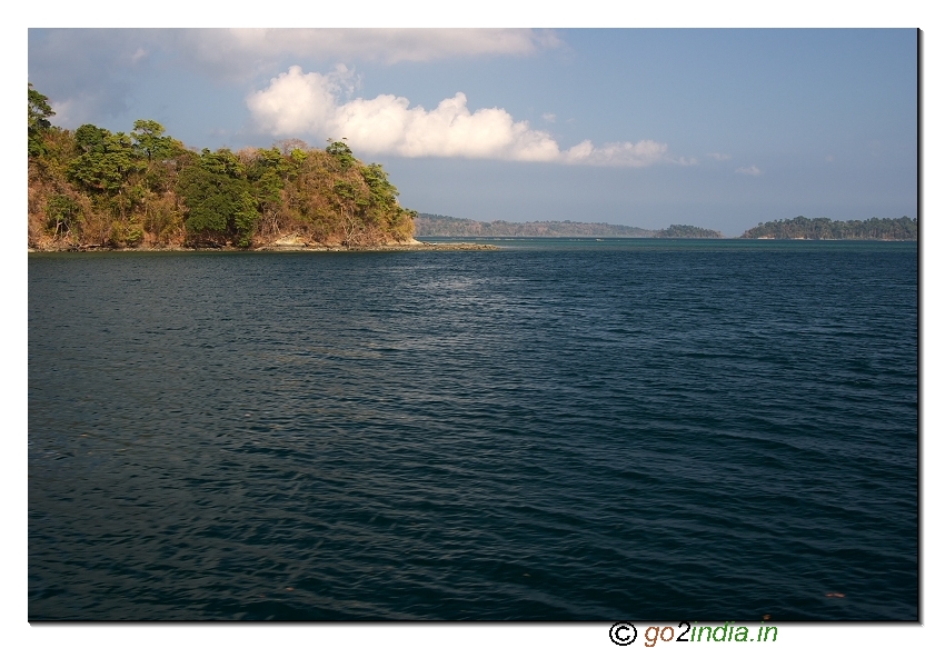 Sea and forest area on the way to Jolly buoy from Wandoor beach of Andaman