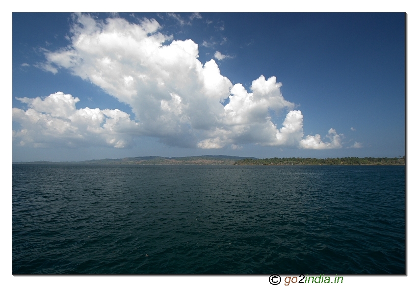 Vast landscape area with forest surrounding water at Jolly buoy of Andaman