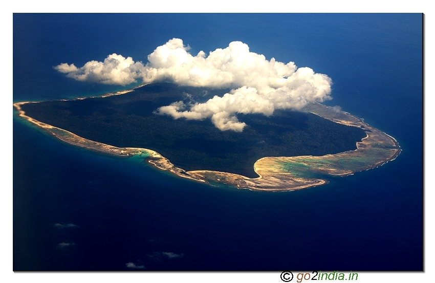 Aerial view of North Sentinel island of Andaman