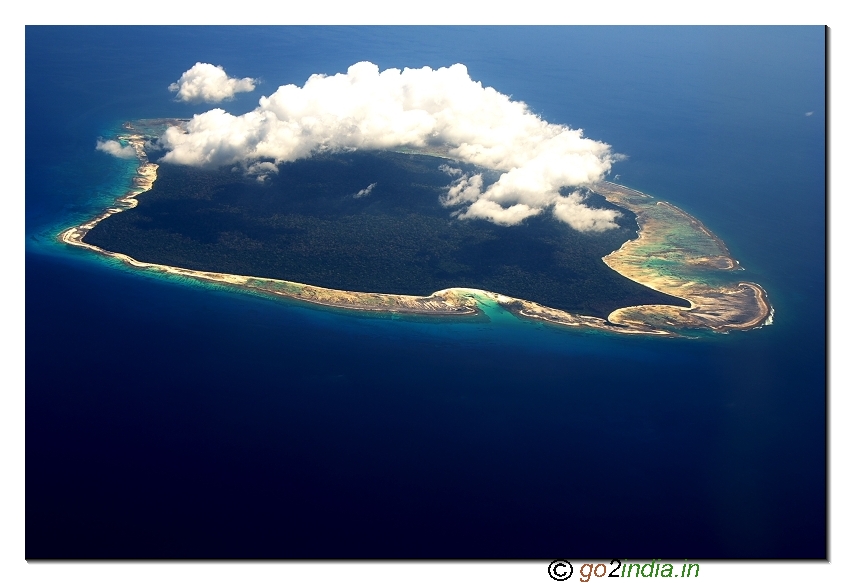 Aerial view of North Sentinel island of Andaman