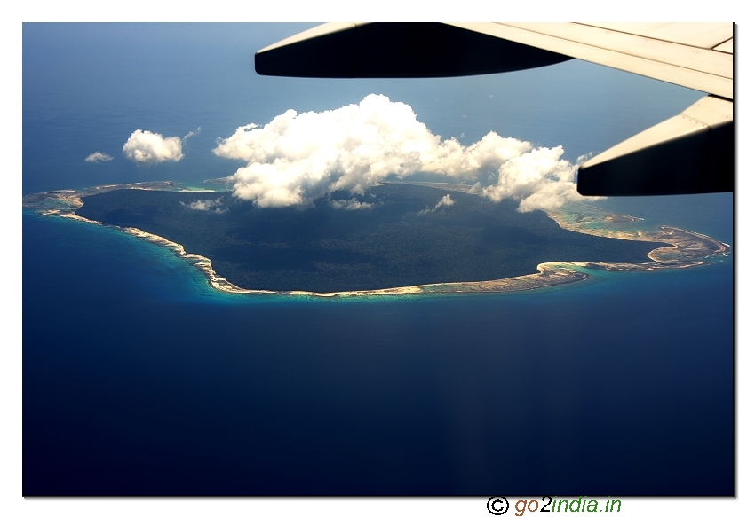 Flight view of North Sentinel island of  Andaman