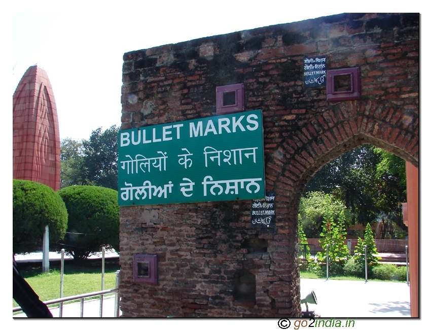 Bullet marks on the walls of Jallianwala Bagh