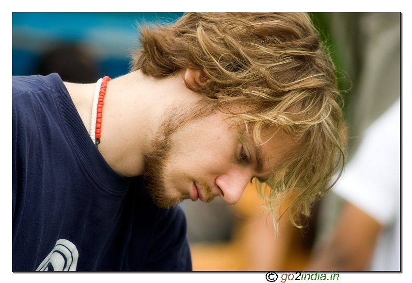 Young man working with concentration