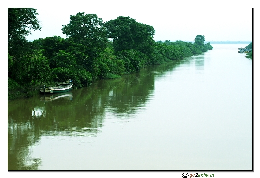 boat in Dowlaiswaram barrage in Rajahmundry on river Godavari