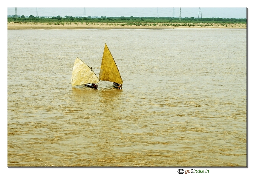Two boats in river Godavari of Andhrapradesh