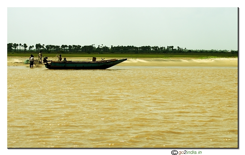 Fishermen at Antarvedi of Vasishta Godavari of Andhrapradesh - India