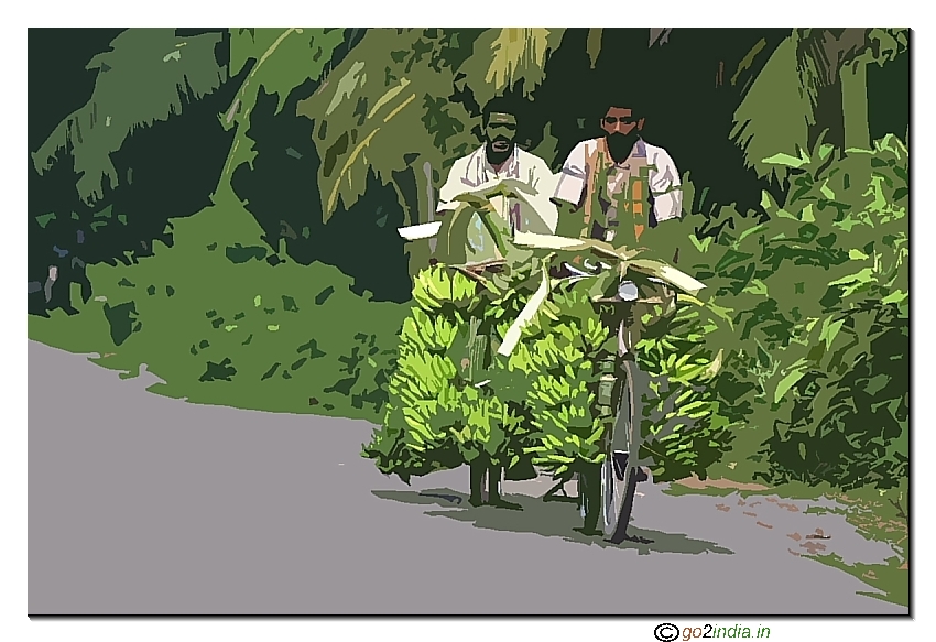 East Godavari  Village scene Banana vendors artistic cutout filter