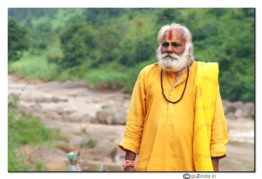 A sadhu near a river in the jungle