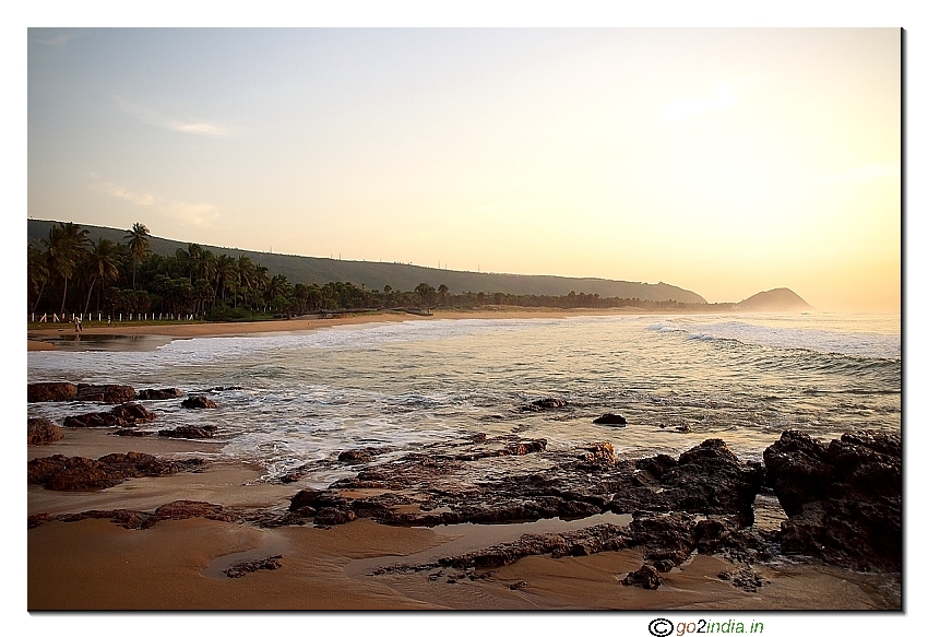 Yarada beach view during early morning visakhapatnam