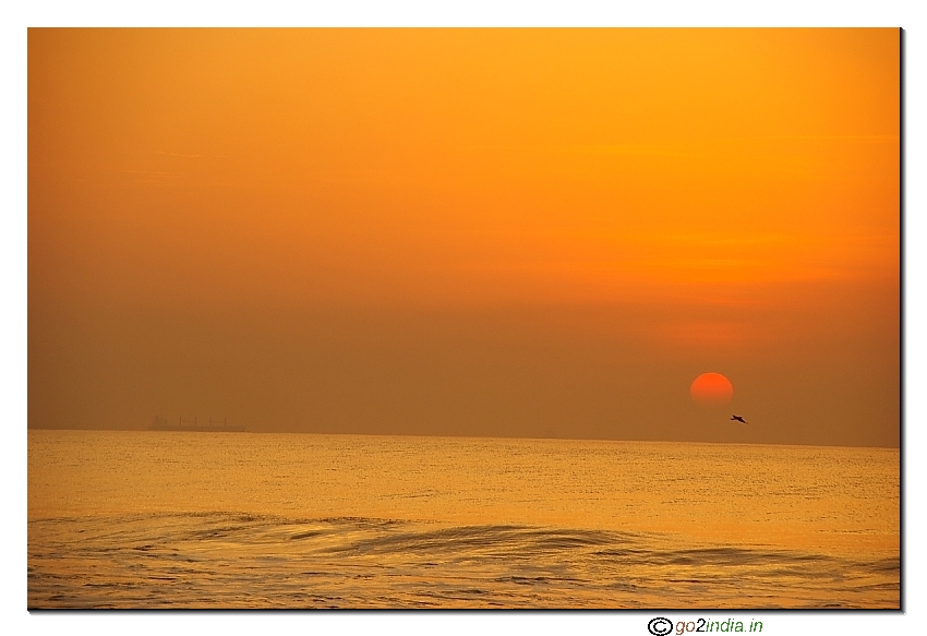Gorgeous view of Yarada beach during sun rise in Visakhapatnam