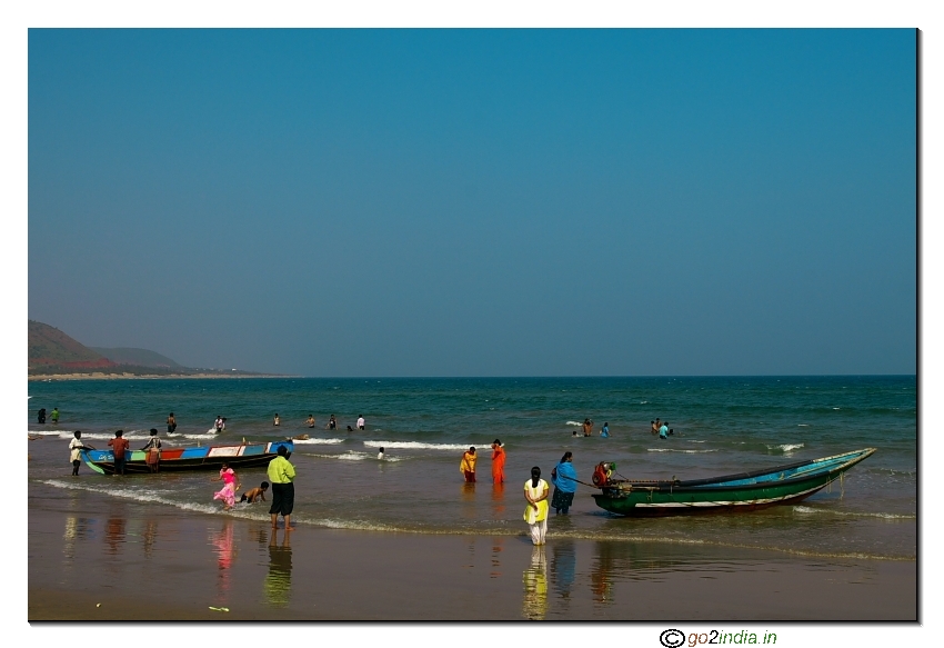 Boat riding at Rishikonda beach vizag