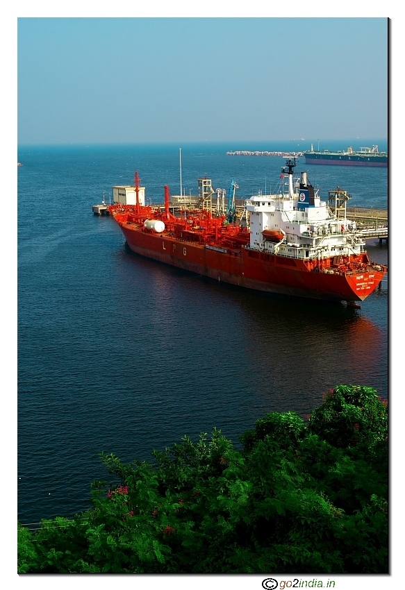LPG ship at unloading point photo from Sagara Kanaka Durga temple vizag