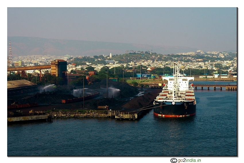 Ship unloading view from Sagara Kanaka durga temple top