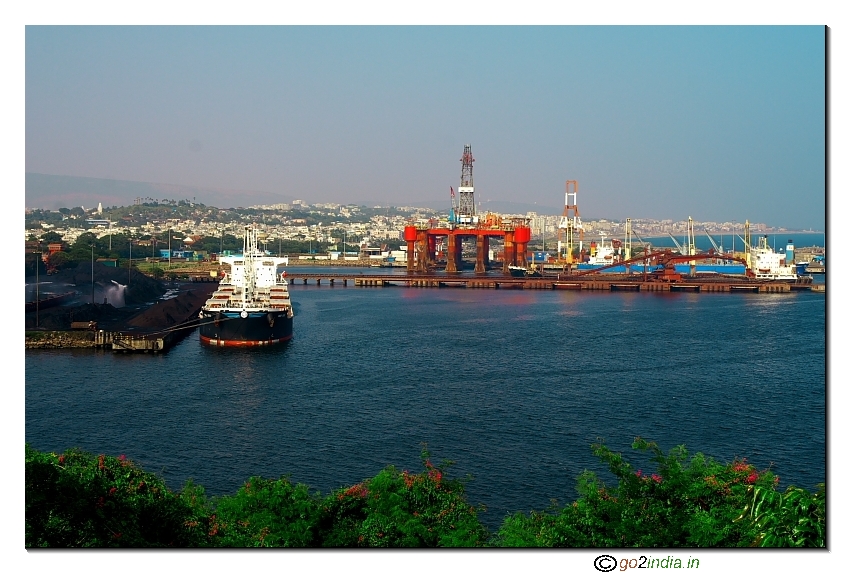 Ship unloading point from Sagara Kanaka Durga templd Vizag