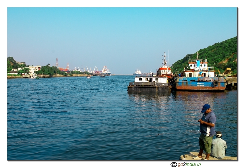 Boat waiting point crossing sea Sagara Kanaka Durga Vizag