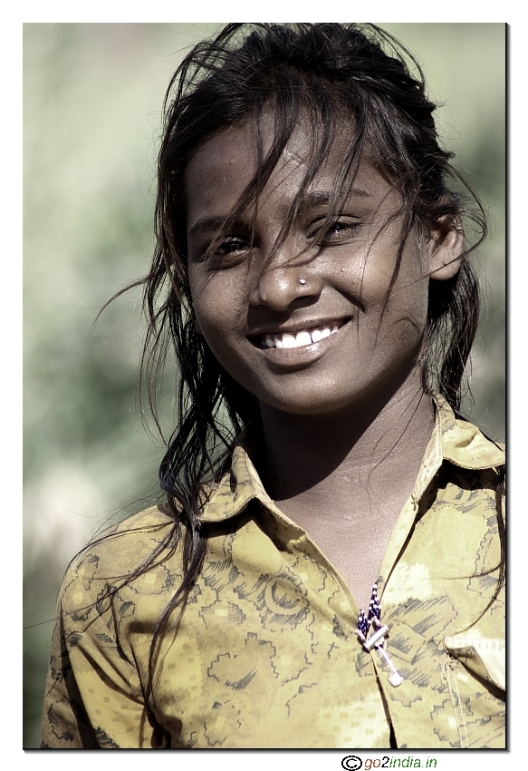Portrait  village girl smiling shots  Tamron 70-300 on Canon 30D Processed