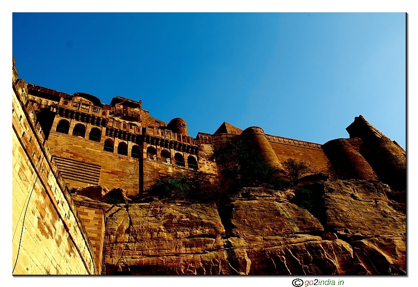 Side view of Meharangarh fort at Jodhpur