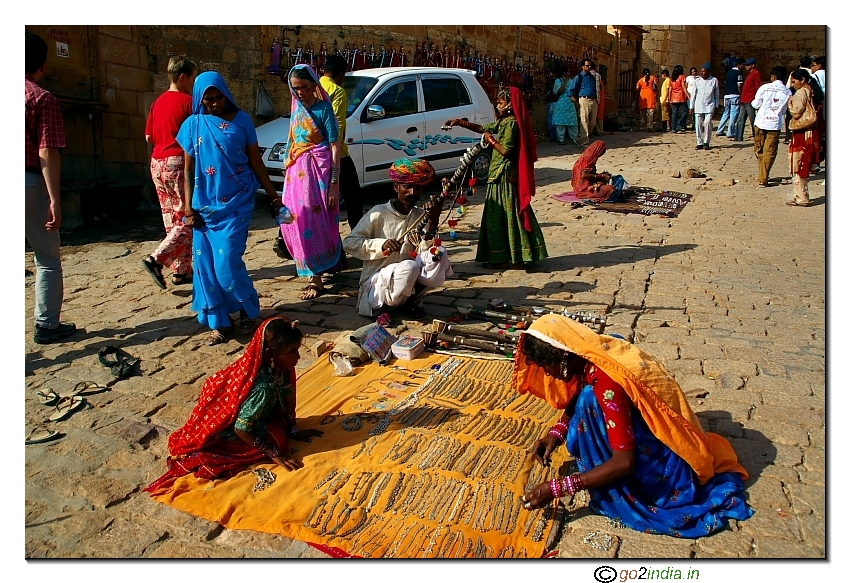 Selling handicrafts near Jaisalmer fort