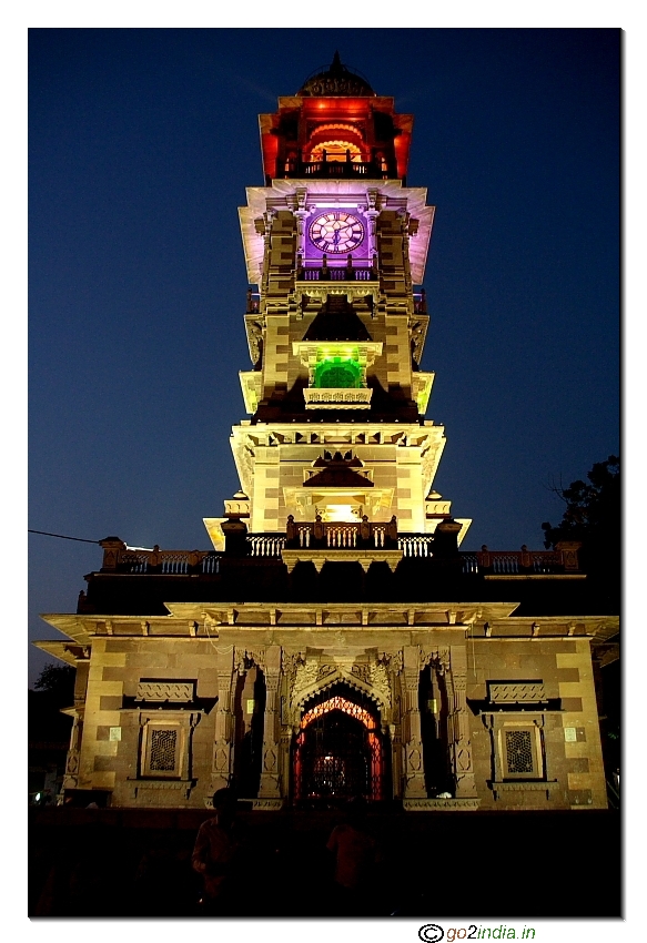 Clock tower with color lights at Jodhpur