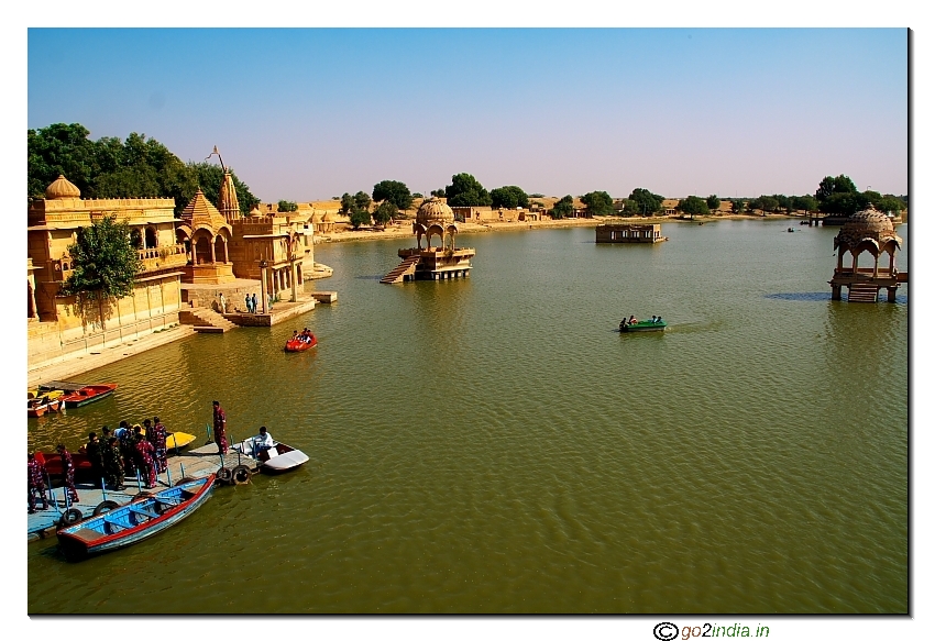 Blue water in Gadisagar Lake at Jaisalmer