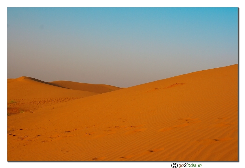 Evening sunset light on Sand dunes in Desert 