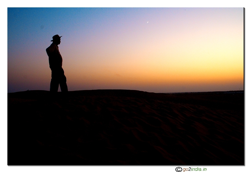 Watching sunset at Sam sand dunes near Jaisalmer