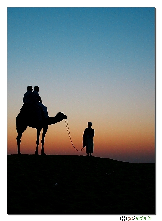 Sunset at Sam Sand dunes near Jaisalmer