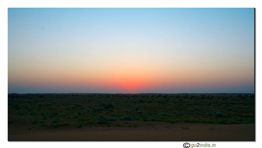 Red color of sky during sunset time in Desert