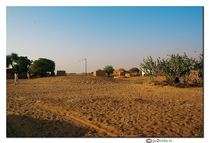 Village inside desert
