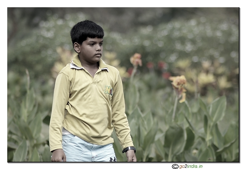 Moods of boy in a park