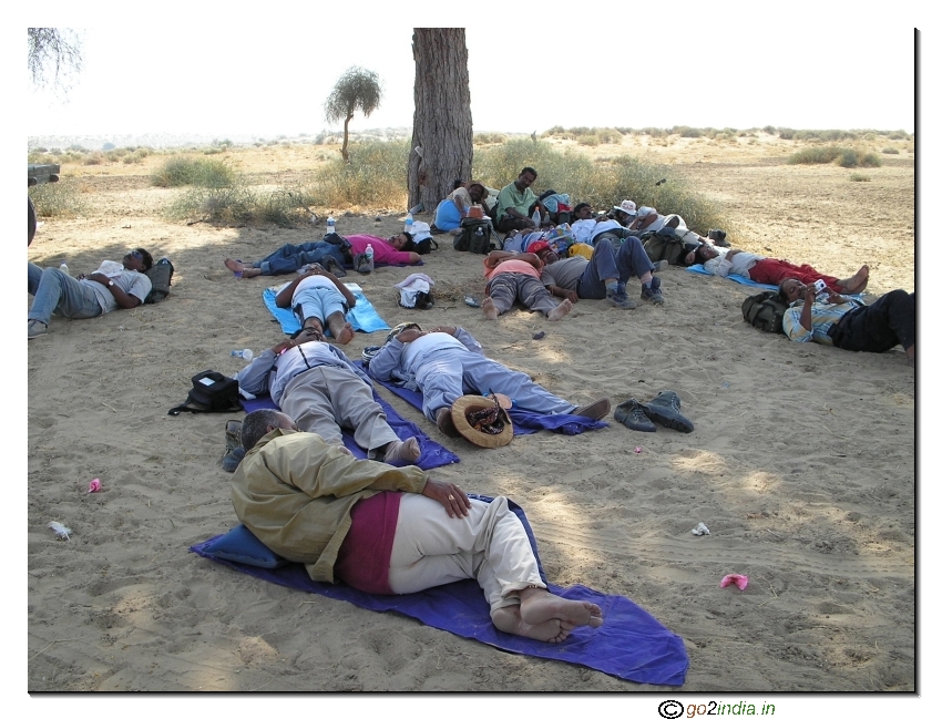 After lunch rest while trekking in desert