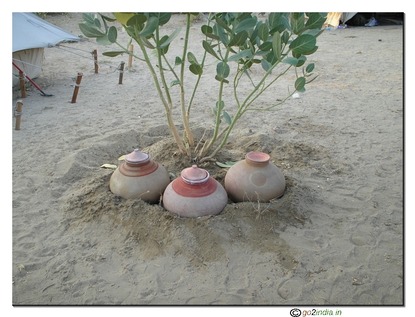 Cool drinking water storage system inside desert