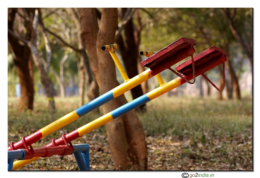 Playing items for children in a garden