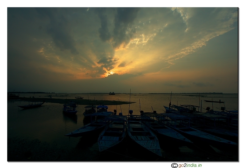 Sunset time at Satapada boat Jetty on Chilika Lake