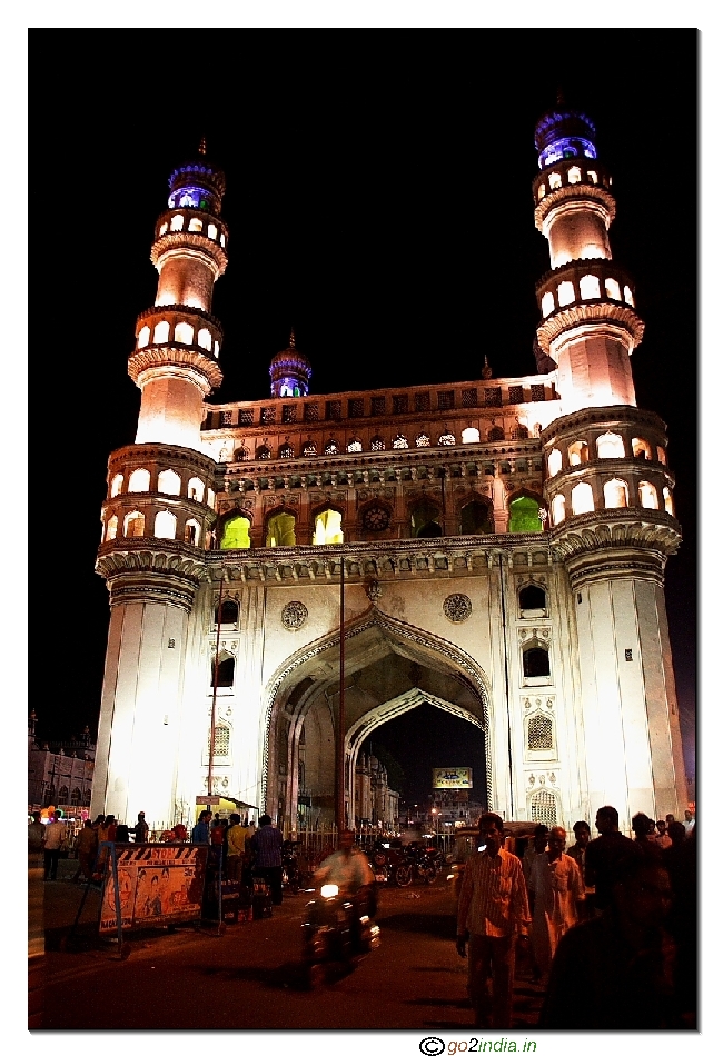 Charminar at night with light decorations