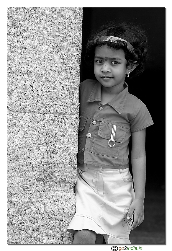 Portrait of a girl child in monochrome