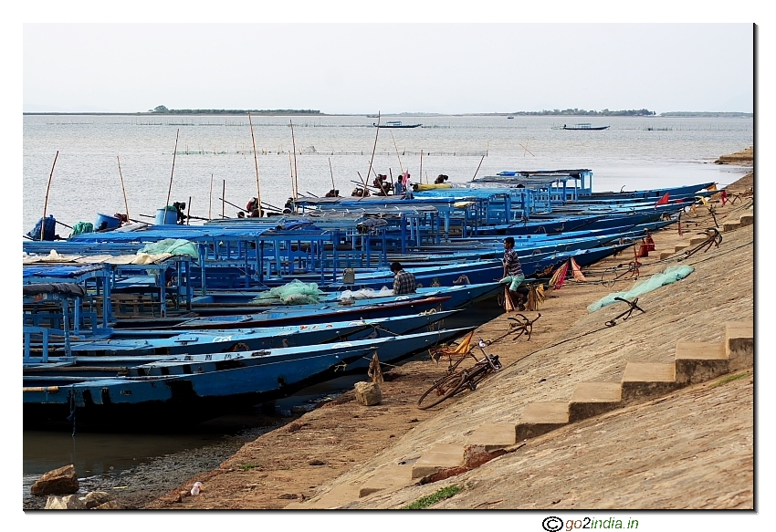 Boats at Chilika lake side near Satapada