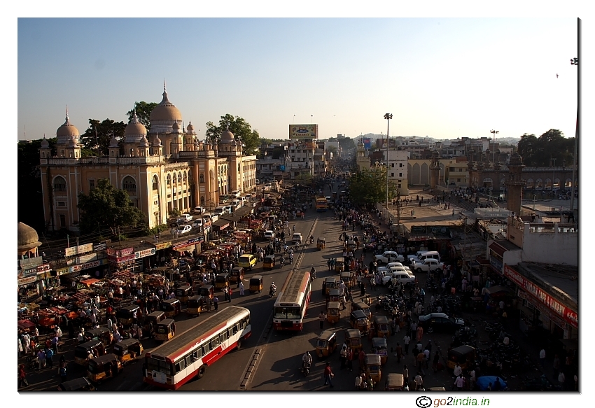 View of streets around Charminar from top