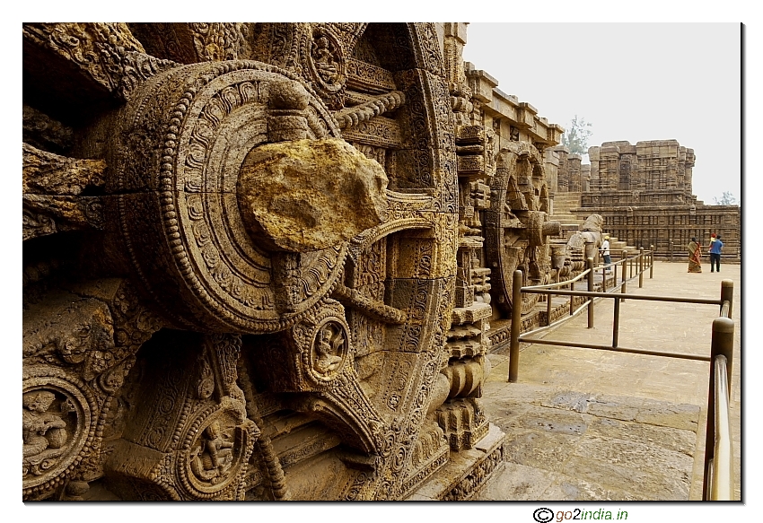 Stone art work on wheels of Konark sun temple 