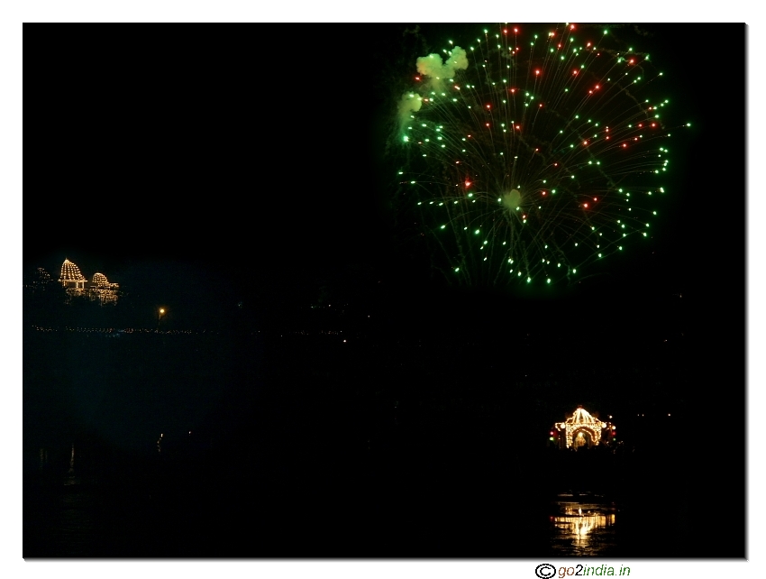 Fire works at Suttur car festival on Theppotsava at night