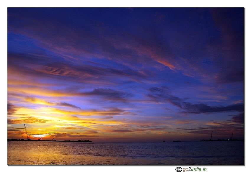 Sun rise near port area at Vizag