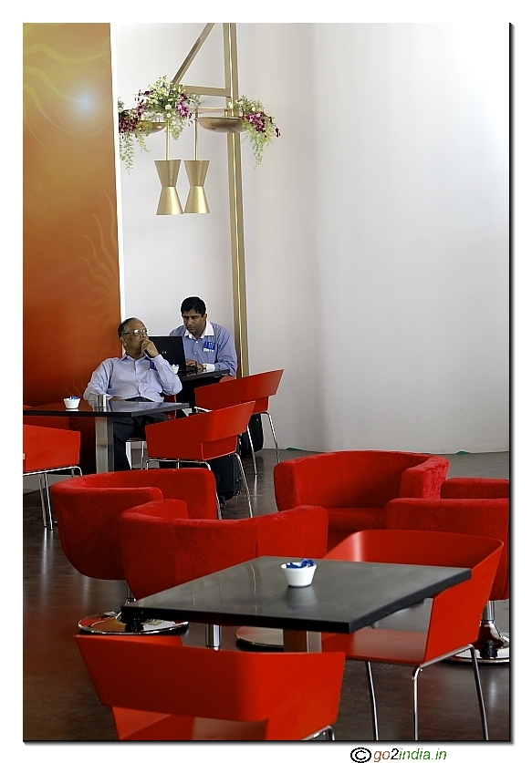 Hyderbad new Rajiv Gandhi International airport inside restaurant view