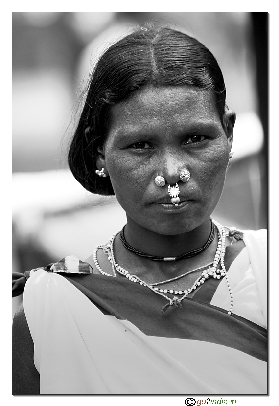 Tribal lady of Orissa vertical portrait using Tamron 70-300 on 20D Canon