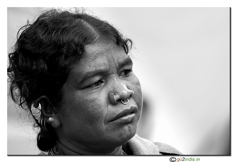 portrait of a lady at Orissa tribal fair shot with Tamron 70-300 on Canon 20D
