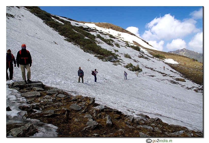 Crossing the snow patches towards the end near Talhouti