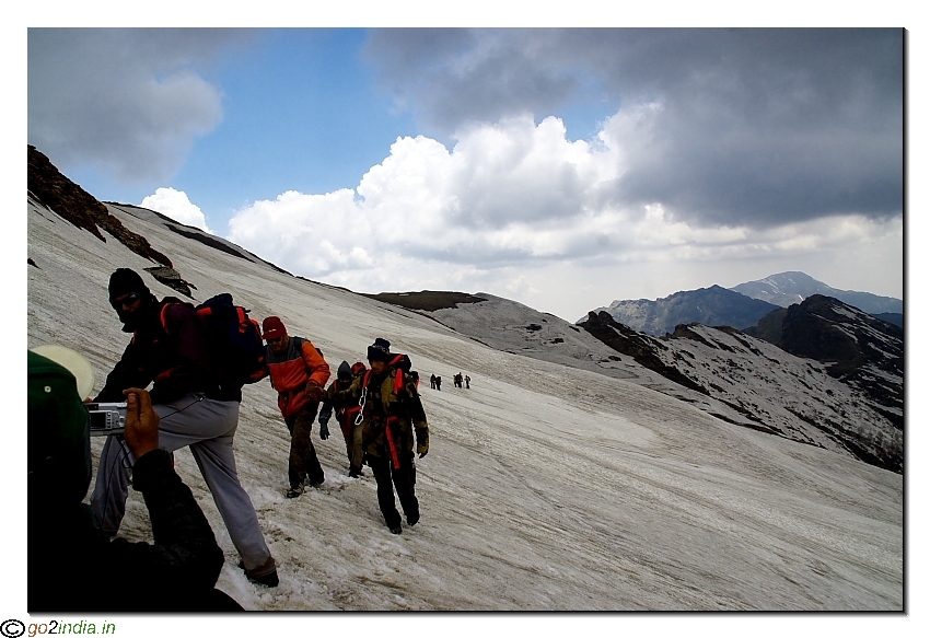 Snow patches during trekking